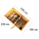 Sauna d'extérieur SKROLLAN 1 en bois massif 38mm 4 à 6 places avec porte opaque KARIBU