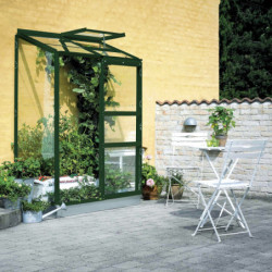 Serre adossée 0,9m² alu laqué vert et verre horticole Altan 2 Halls