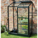 Serre adossée 0,9m² alu laqué vert et verre horticole Altan 2 Halls