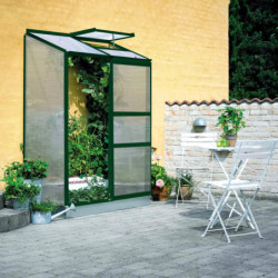 Serre adossée 0,9m² alu laqué vert et polycarbonate 4mm Altan 2 Halls