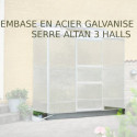 Embase en acier galvanisé noire pour serre Altan 3 de 1,33m² Halls