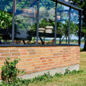Serre de jardin sur muret 13m² anthracite en verre trempé Premium - Juliana