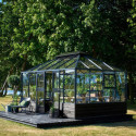 Serre de jardin sur muret 13m² anthracite en verre trempé Grand Oase - Juliana