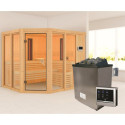 Sauna d'angle multifonctionnel AVA 5 à 6 places 68mm KARIBU
