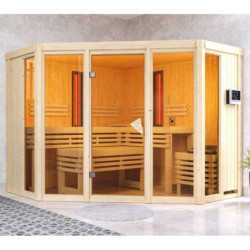 Sauna d'angle multifonctionnel ASTA 4 à 5 places 68mm KARIBU