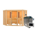 Sauna d'angle multifonctionnel ASTA 4 à 5 places 68mm KARIBU
