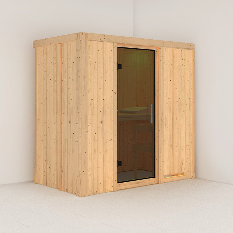 Sauna traditionnel VARIADO 2 à 3 places 68mm sans couronne - avec porte moderne KARIBU