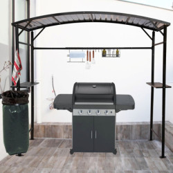 Carport barbecue en acier gris - Habrita