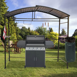Carport barbecue autoportant 3,94m² double toit en acier galvanisé - Habrita