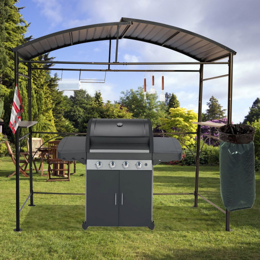 Carport barbecue autoportant 3,94m² double toit en acier galvanisé - Habrita