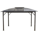 Gloriette aluminium anthracite 10,80m² avec rideaux HABRITA