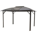 Gloriette aluminium anthracite 10,80m² avec rideaux HABRITA