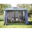 Gloriette aluminium anthracite 10,80m² avec rideaux HABRITA