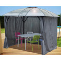 Gloriette aluminium anthracite 10,80m² avec rideaux HABRITA