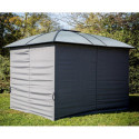 Gloriette aluminium anthracite 10,80m² avec rideaux HABRITA