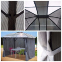 Gloriette aluminium anthracite 10,80m² avec rideaux HABRITA