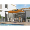 Pergola 100% aluminium gris anthracite 12m² avec toile d'ombrage rouille 140gr/m² HABRITA