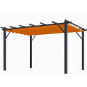 Pergola 100% aluminium gris anthracite 12m² avec toile d'ombrage rouille 140gr/m² HABRITA