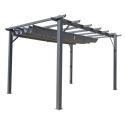 Pergola 100 % aluminium gris anthracite 12m² avec toile d'ombrage gris 140gr/m² HABRITA