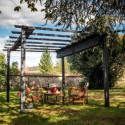 Pergola 100 % aluminium gris anthracite 12m² avec toile d'ombrage gris 140gr/m² HABRITA