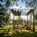 Pergola 100 % aluminium gris anthracite 12m² avec toile d'ombrage gris 140gr/m² HABRITA