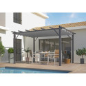 Pergola 100% aluminium gris anthracite 12m² avec toile d'ombrage gris 280gr/m² HABRITA