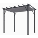 Pergola 100% aluminium gris anthracite 12m² avec toile d'ombrage gris 280gr/m² HABRITA