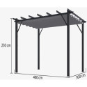 Pergola 100% aluminium gris anthracite 12m² avec toile d'ombrage gris 280gr/m² HABRITA