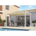 Pergola 100% aluminium coloris blanc 12m² avec toile d'ombrage écru 140gr/m² HABRITA