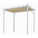 Pergola 100% aluminium coloris blanc 12m² avec toile d'ombrage écru 140gr/m² HABRITA