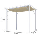 Pergola 100% aluminium coloris blanc 12m² avec toile d'ombrage écru 140gr/m² HABRITA