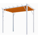 Pergola 100% aluminium coloris blanc 12m² avec toile d'ombrage rouille 140gr/m² HABRITA
