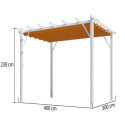 Pergola 100% aluminium coloris blanc 12m² avec toile d'ombrage rouille 140gr/m² HABRITA