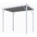 Pergola 100% aluminium coloris blanc 12m² avec toile d'ombrage gris 140gr/m² HABRITA