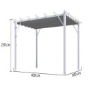 Pergola 100% aluminium coloris blanc 12m² avec toile d'ombrage gris 140gr/m² HABRITA