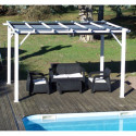 Pergola 100% aluminium coloris blanc 12m² avec toile d'ombrage gris 140gr/m² HABRITA