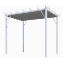 Pergola 100% aluminium coloris blanc 12m² avec toile d'ombrage gris 280gr/m² HABRITA