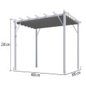 Pergola 100% aluminium coloris blanc 12m² avec toile d'ombrage gris 280gr/m² HABRITA