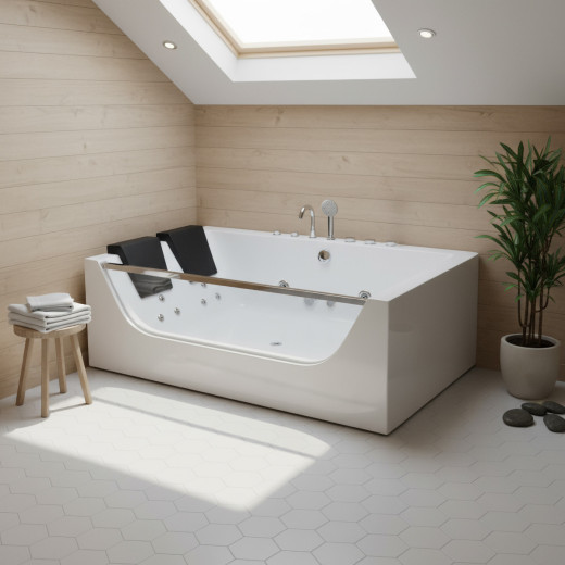 Baignoire balnéo duo + tablier + robinetterie  - 180 x 120 cm - Navarino - DOCCELLI