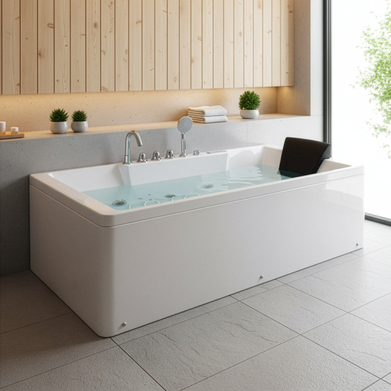 Baignoire balnéo + robinetterie + tablier - 170x80cm - Ceylan - DOCCELLI