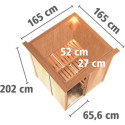 Sauna traditionnel d'angle LARIN 3 à 4 places 68mm avec couronne et porte en verre claire KARIBU