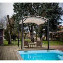 Pergola arche aluminium/acier gris anthracite 11,22m² avec toit en toile polyester 140gr/m² écru HABRITA