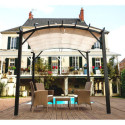 Pergola arche aluminium/acier gris anthracite 11,22m² avec toit en toile polyester 140gr/m² écru HABRITA