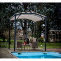 Pergola arche aluminium/acier gris anthracite 11,22m² avec toit en toile polyester 140gr/m² écru HABRITA