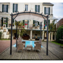 Pergola arche aluminium/acier gris anthracite 11,22m² avec toit en toile polyester 140gr/m² écru HABRITA