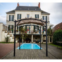 Pergola arche aluminium/acier gris anthracite 11,22m² avec toit en toile polyester 140gr/m² écru HABRITA