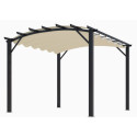 Pergola arche aluminium/acier gris anthracite 11,22m² avec toit en toile polyester 140gr/m² écru HABRITA