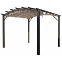 Pergola arche aluminium/acier gris anthracite 11,22m² avec toit en toile polyester 140gr/m² écru HABRITA