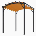 Pergola arche aluminium/acier gris anthracite 11,22m² avec toit en toile polyester 140gr/m² rouille HABRITA