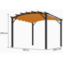 Pergola arche aluminium/acier gris anthracite 11,22m² avec toit en toile polyester 140gr/m² rouille HABRITA